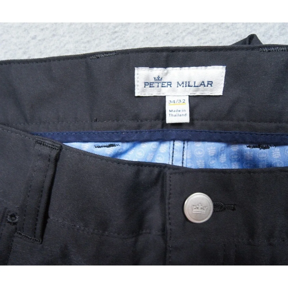 Peter Millar Pants Mens 34x32 Blue Chino Flat Front Golf Casual Adult